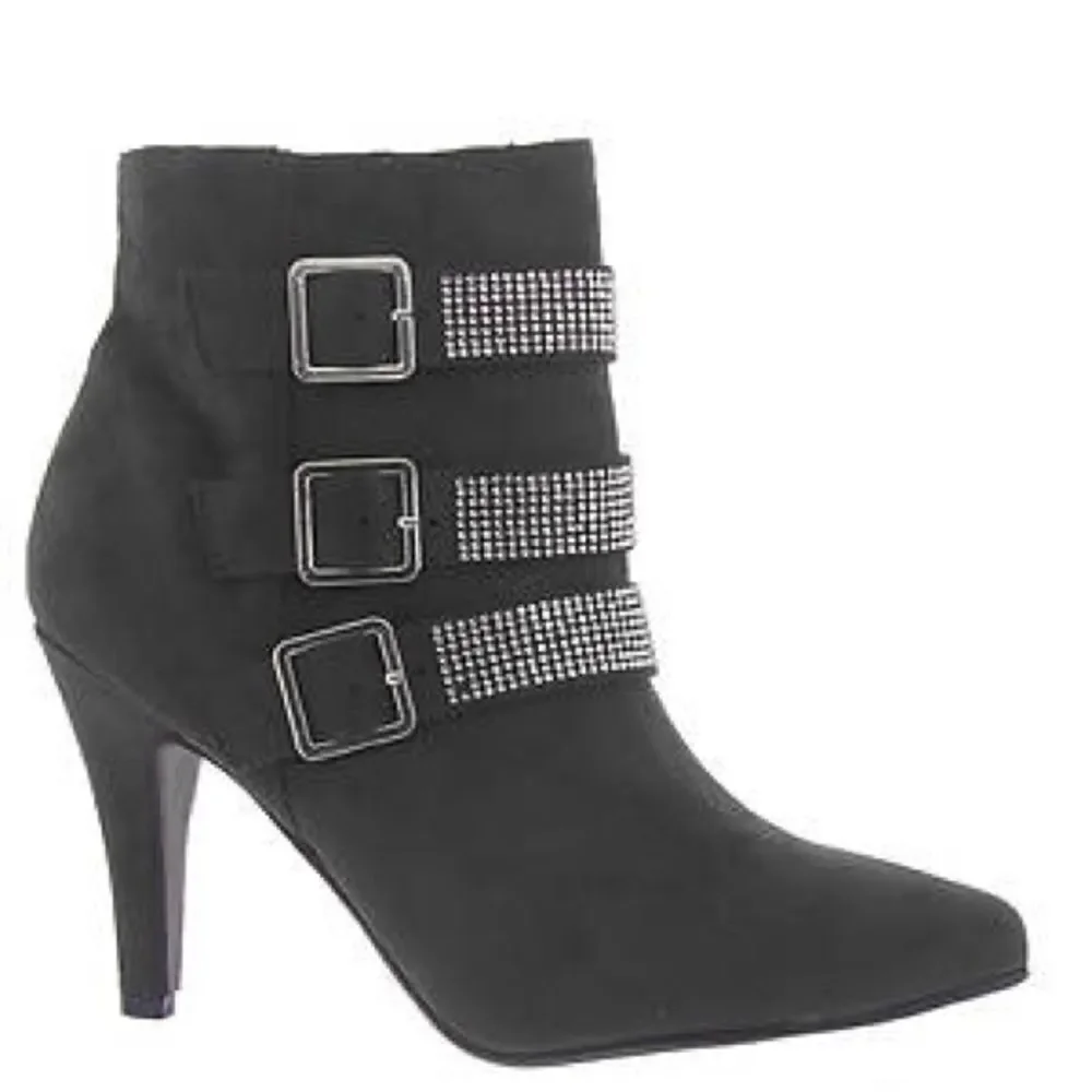 Venus sexy stiletto ankle boots with‎ metal graphite hardware D15